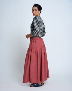 Violetta Basque Vintage Wash French Linen Skirt