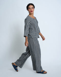 Violetta Grace Check Linen Pants