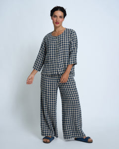 Violetta Grace Check Linen Pants