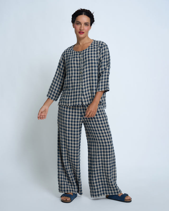 Violetta Grace Check Linen Pants