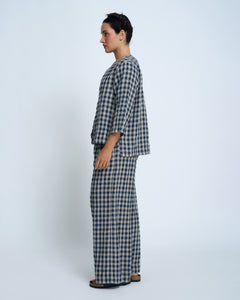 Violetta Grace Check Linen Pants