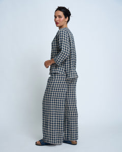 Violetta Grace Check Linen Pants
