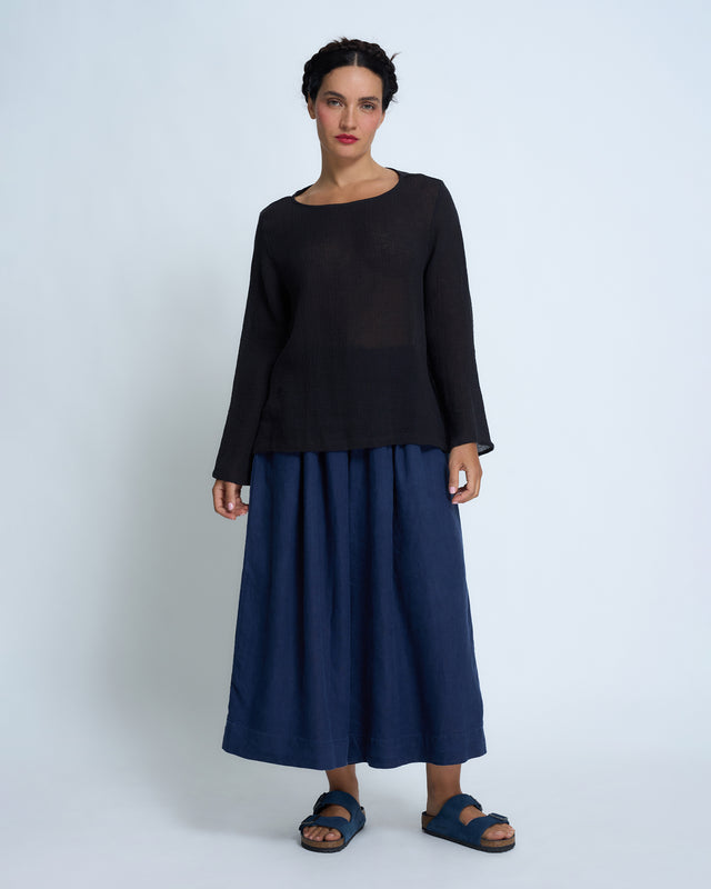 Violetta Ombeline French Linen Gauze Boat Neck Top