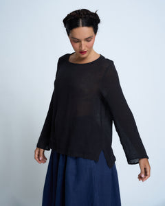 Violetta Ombeline French Linen Gauze Boat Neck Top