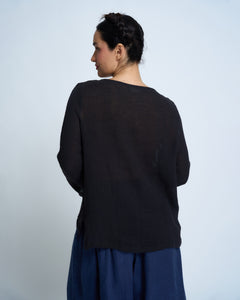 Violetta Ombeline French Linen Gauze Boat Neck Top