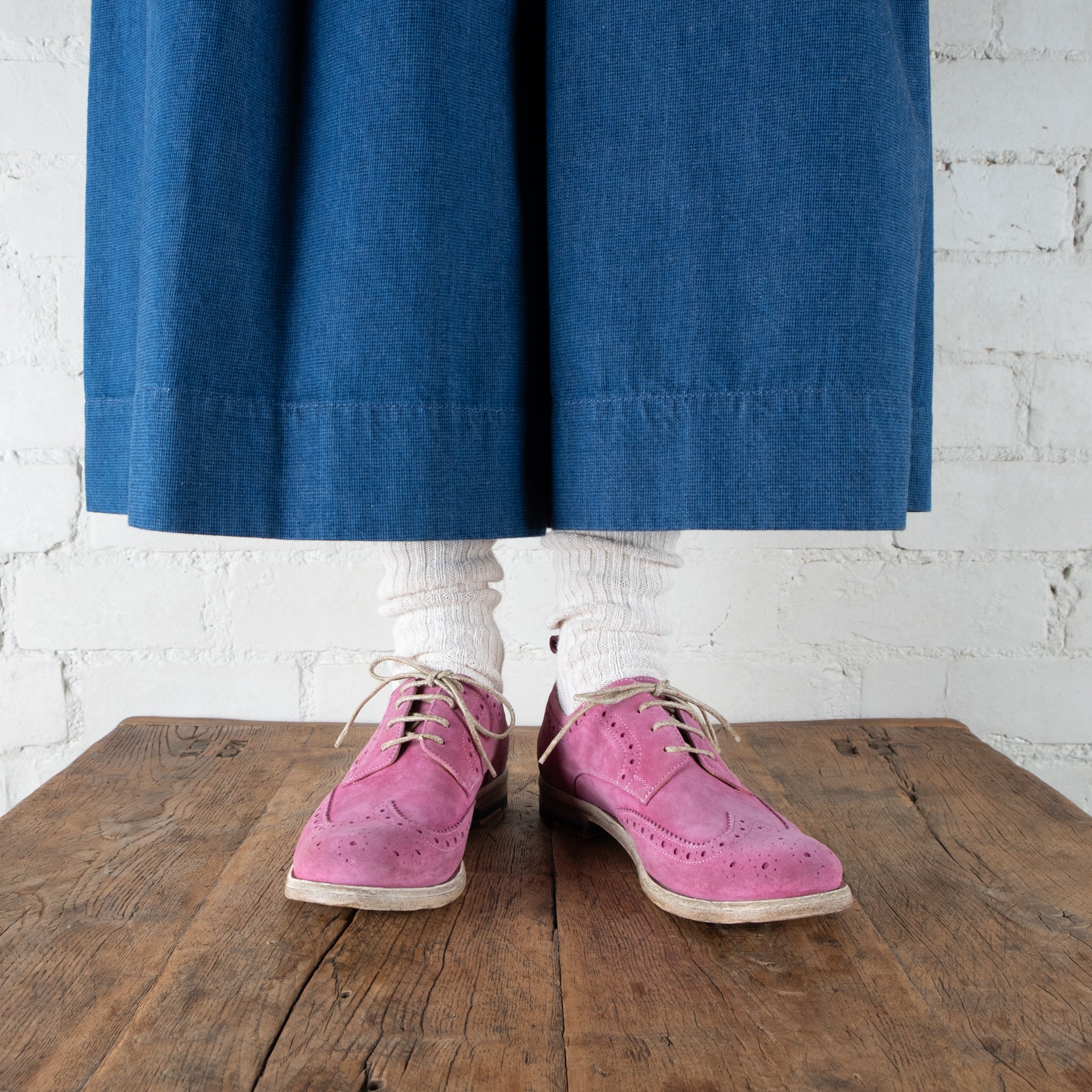 Victoria Varrasso Gaspard Vivid Pink Washed Suede Brogues