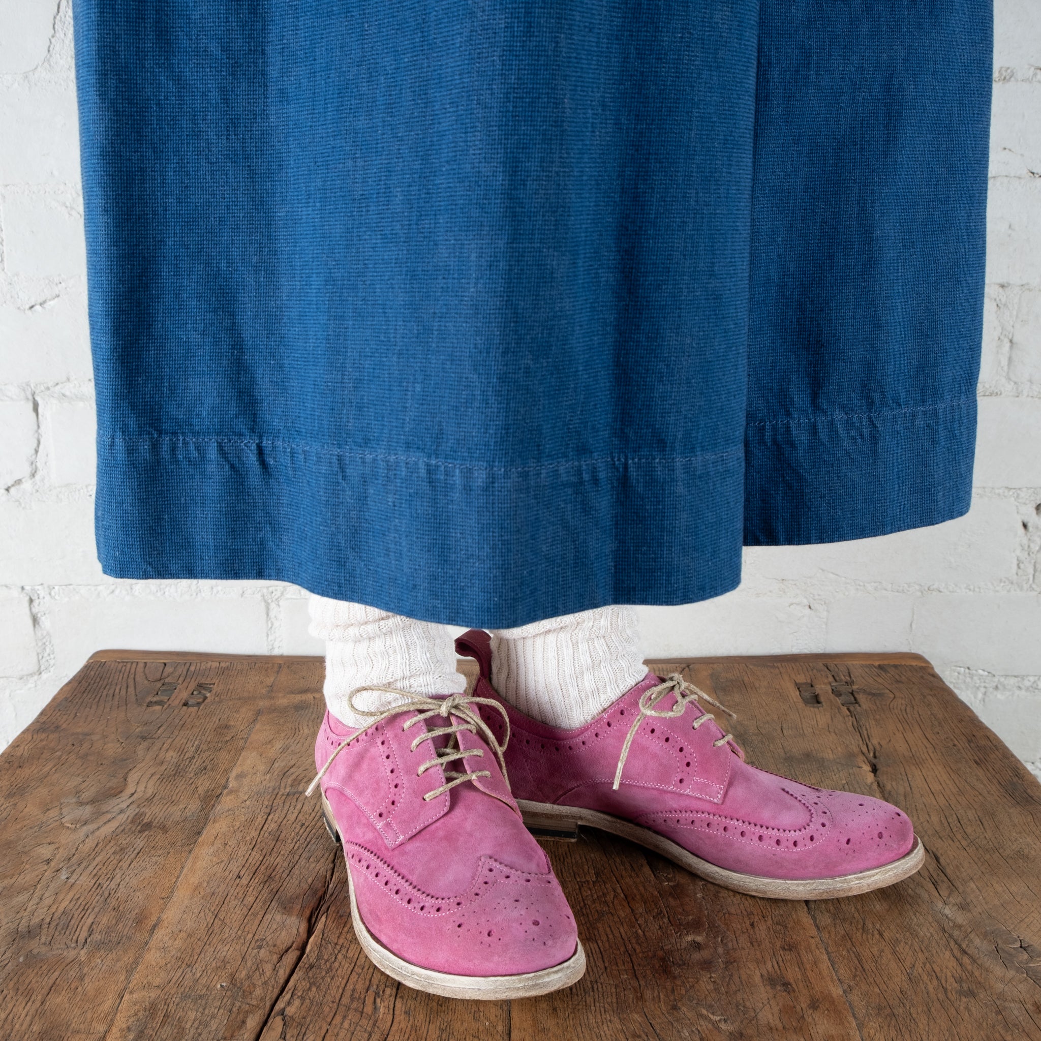 Victoria Varrasso Gaspard Vivid Pink Washed Suede Brogues