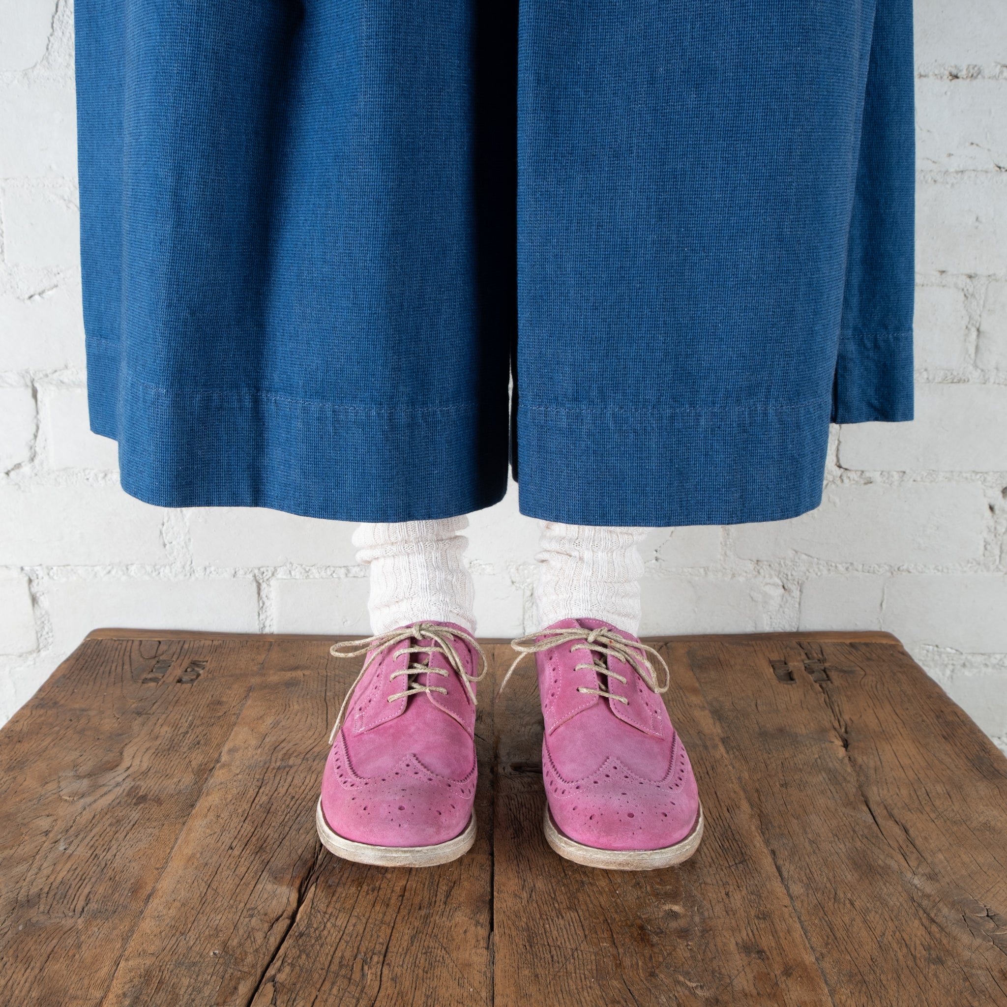 Victoria Varrasso Gaspard Vivid Pink Washed Suede Brogues