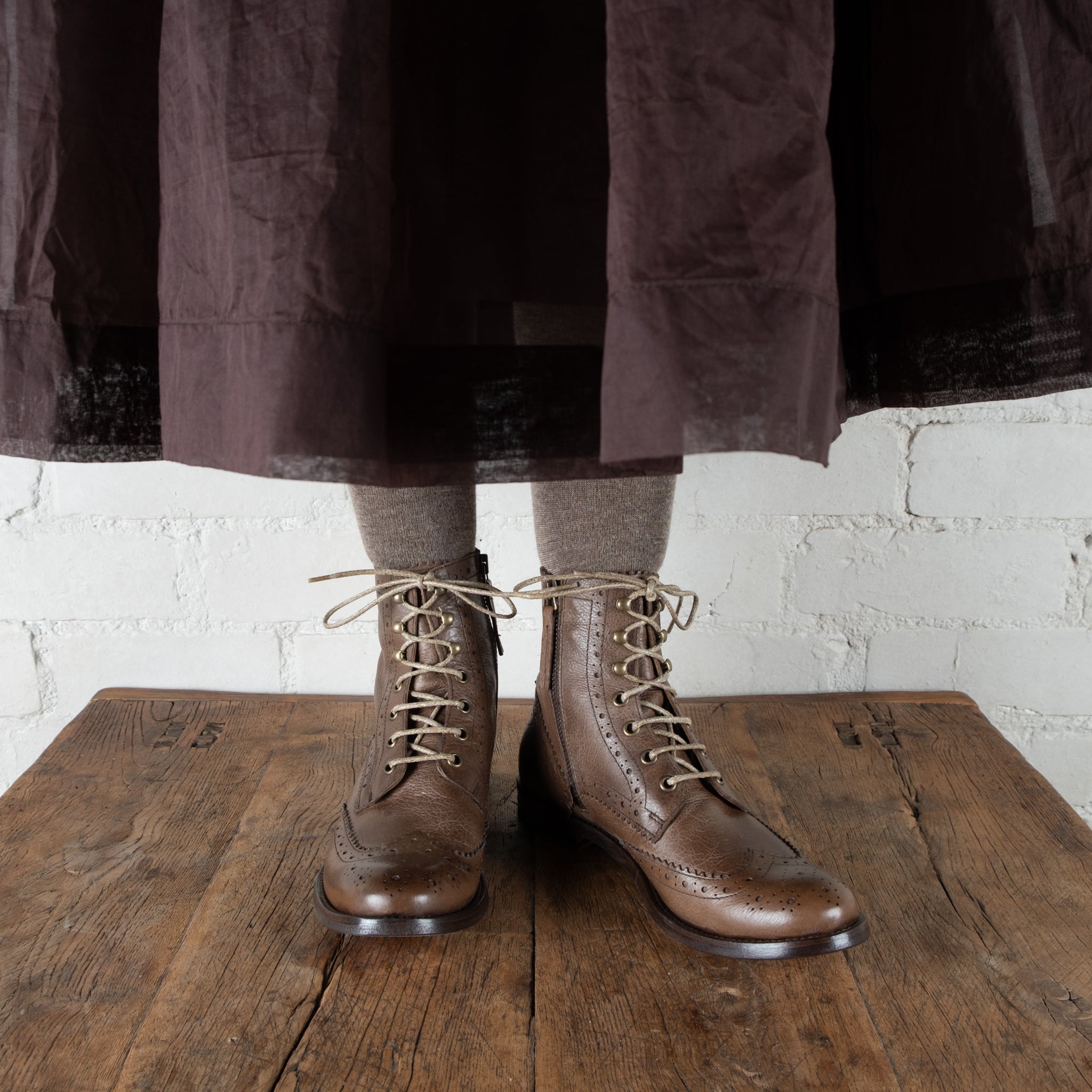 Victoria Varrasso Mouse Brown Harper Brogue Boots