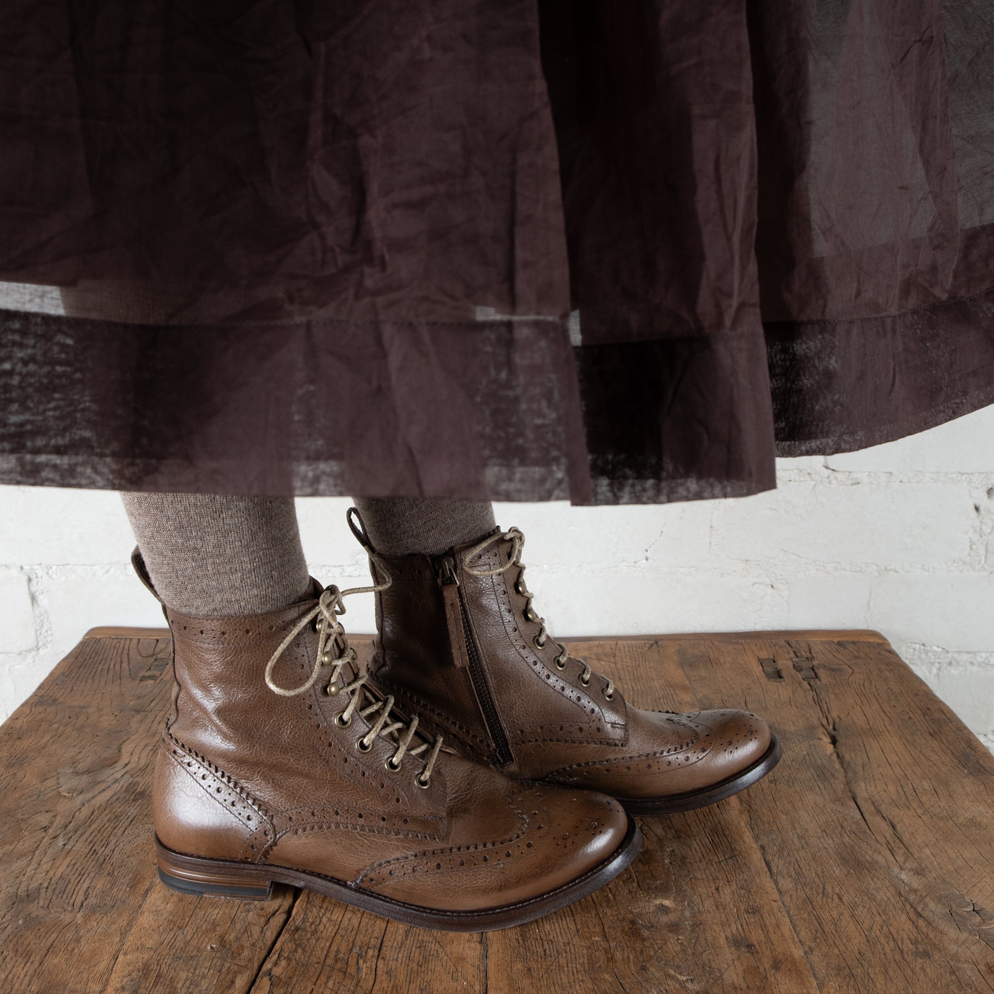 Victoria Varrasso Mouse Brown Harper Brogue Boots
