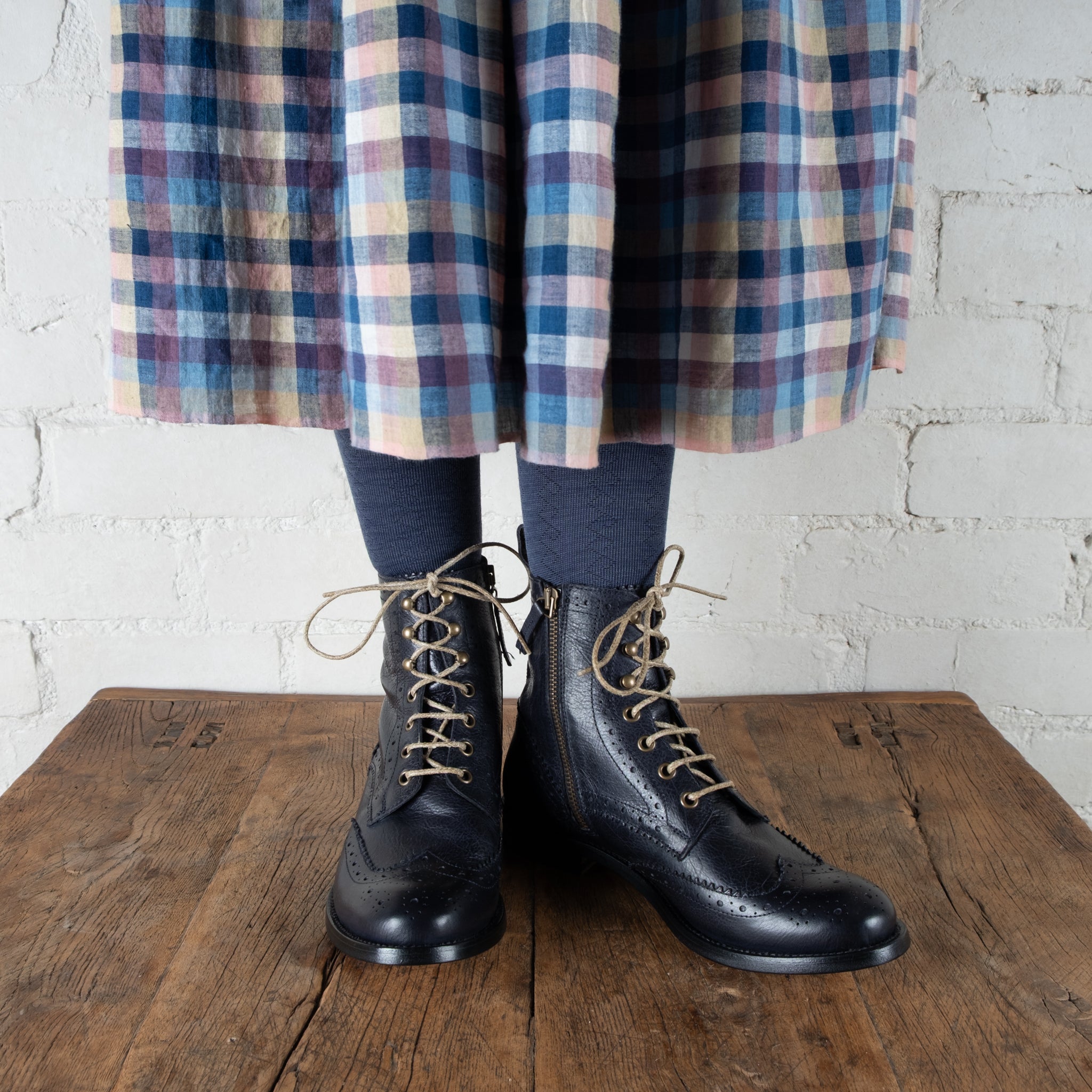 Victoria Varrasso French Navy Harper Brogue Boots