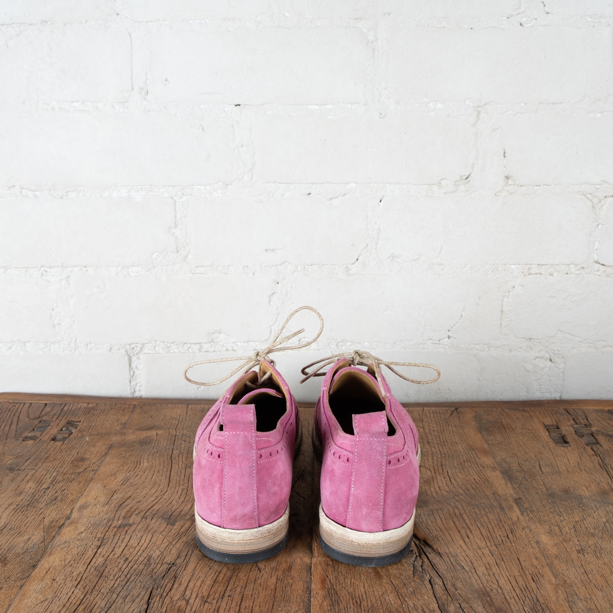Victoria Varrasso Gaspard Vivid Pink Washed Suede Brogues