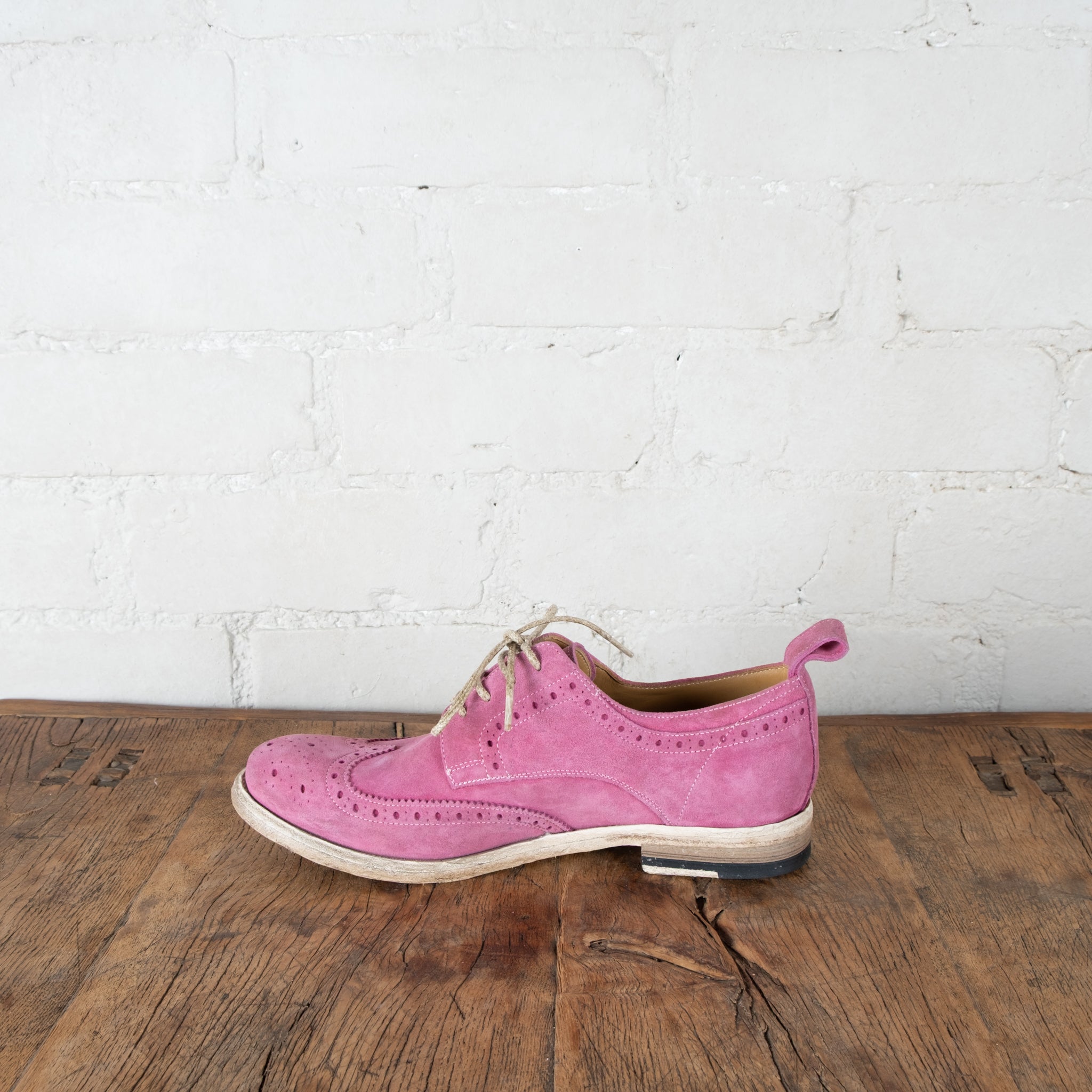 Victoria Varrasso Gaspard Vivid Pink Washed Suede Brogues