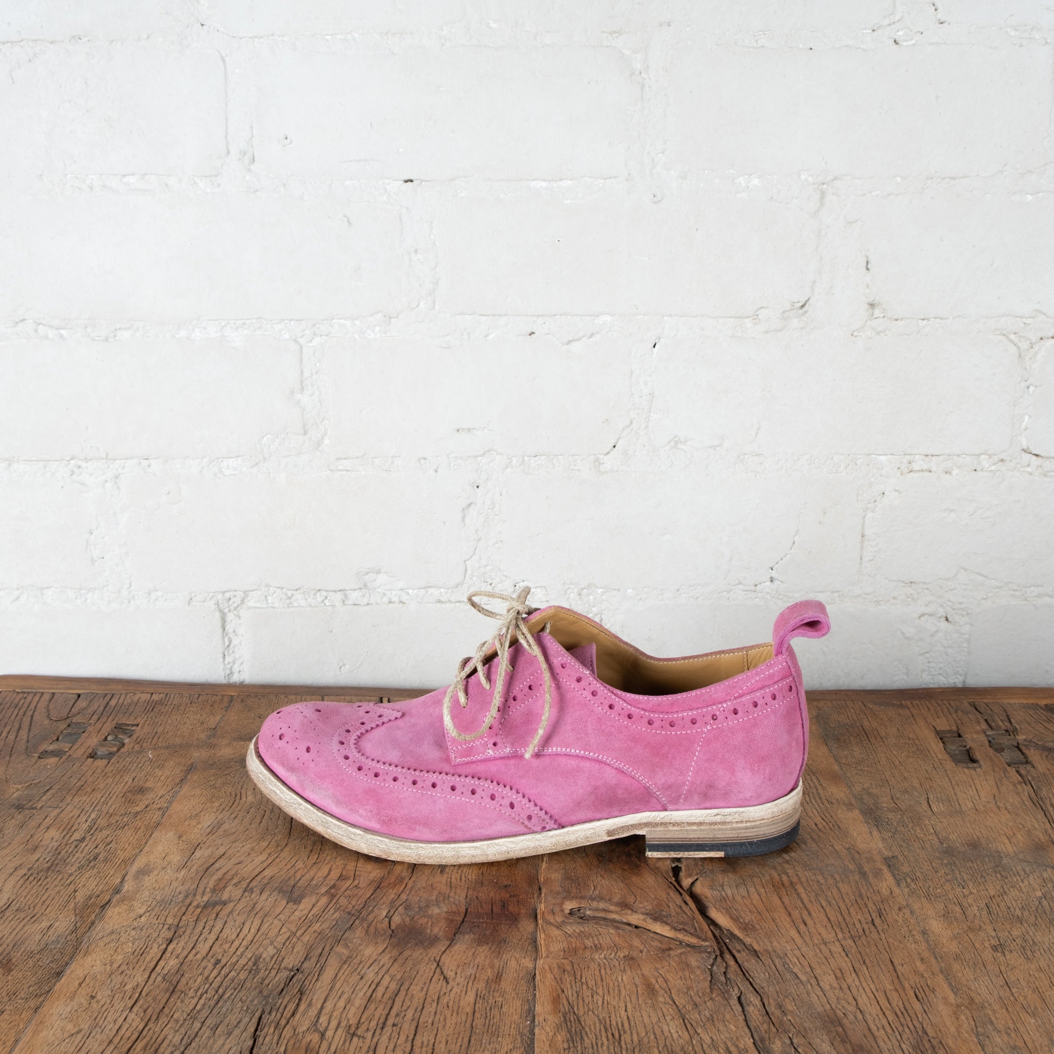 Victoria Varrasso Gaspard Vivid Pink Washed Suede Brogues