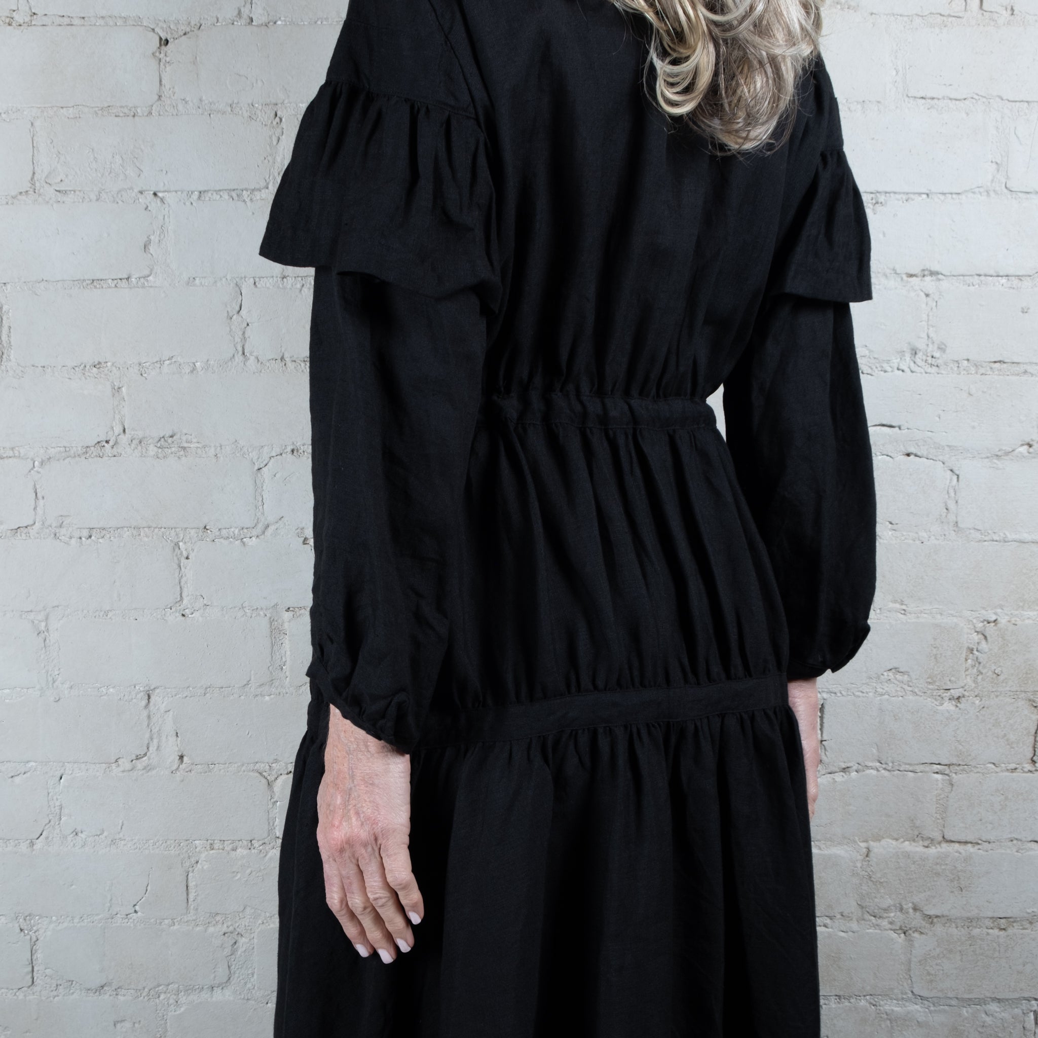 Hallelujah Black Chemise à la Reine Linen Robe