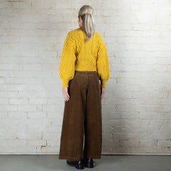 Aran Merino Sunflower Clover Cropped Cardigan