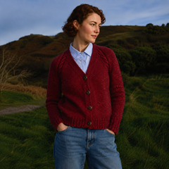 Fisherman Out of Ireland Slouchy Donegal Knit Raglan Cable Detail Cardi