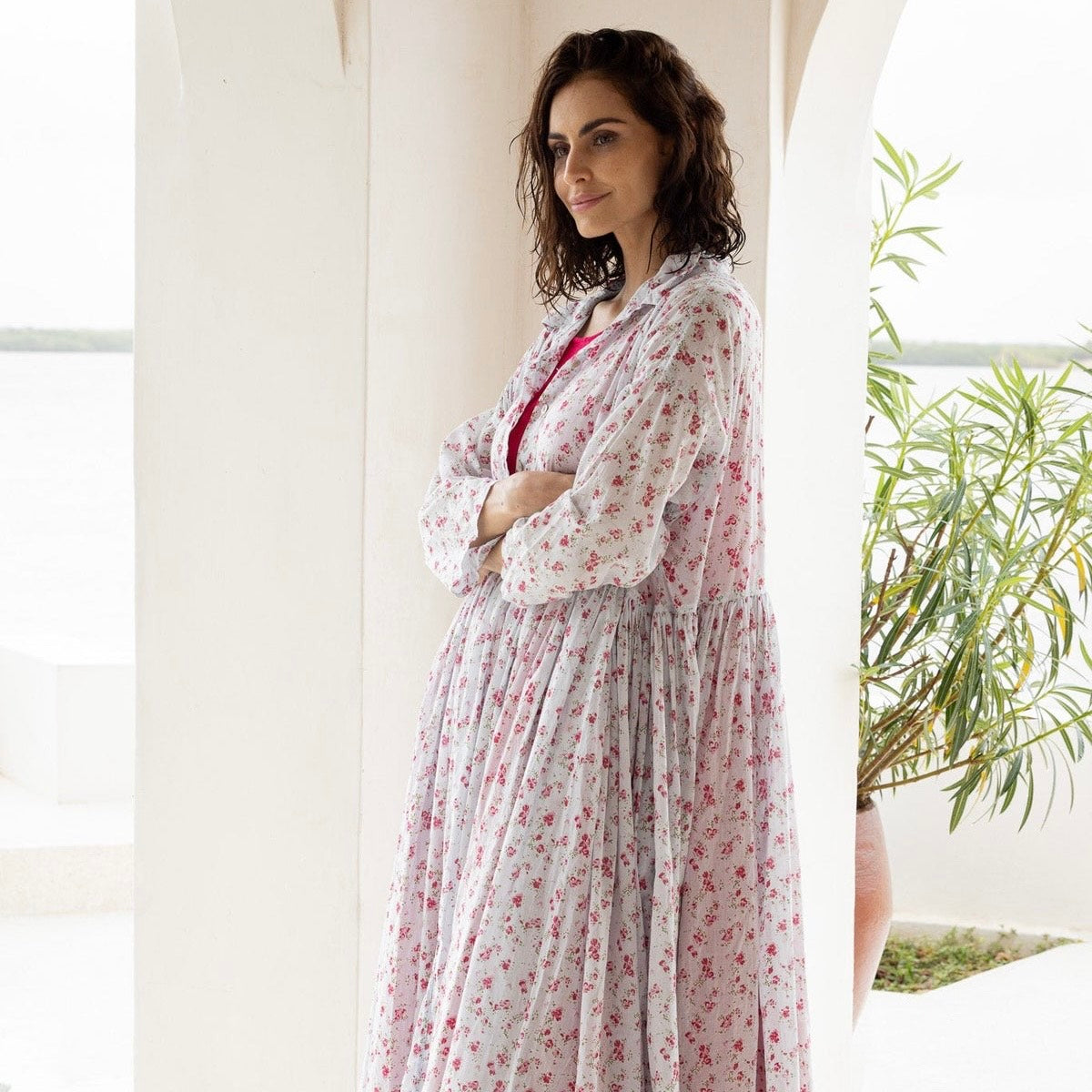 Meg by Design Edith Floral Printed Cotton Voile Dress