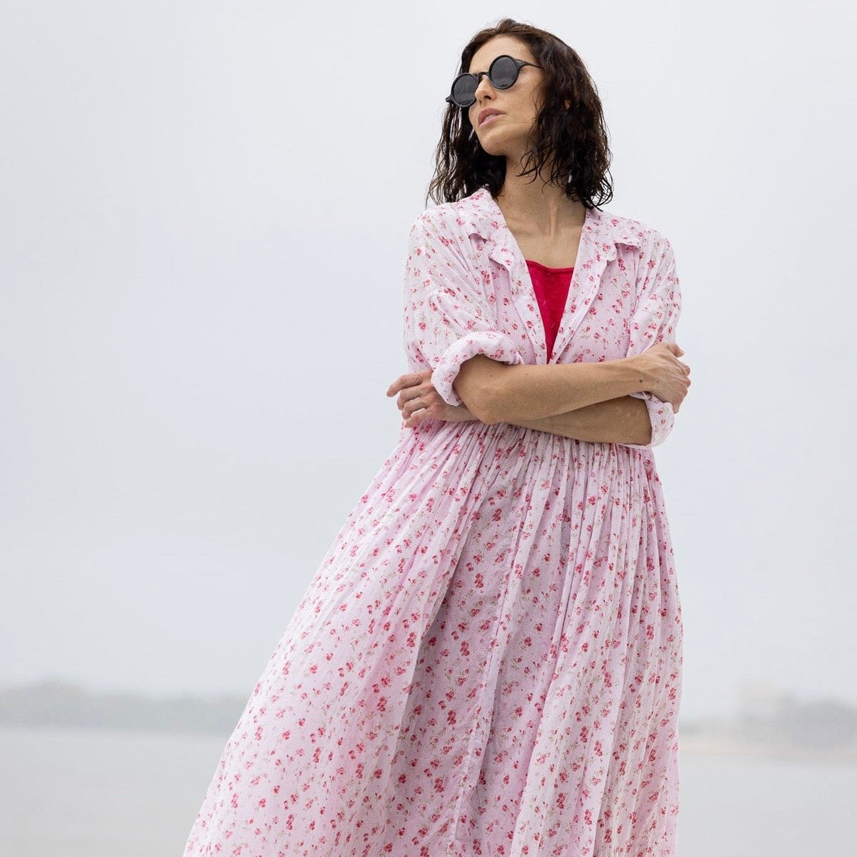 Meg by Design Edith Floral Printed Cotton Voile Dress