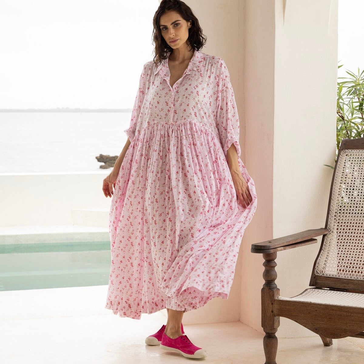 Meg by Design Edith Floral Printed Cotton Voile Dress