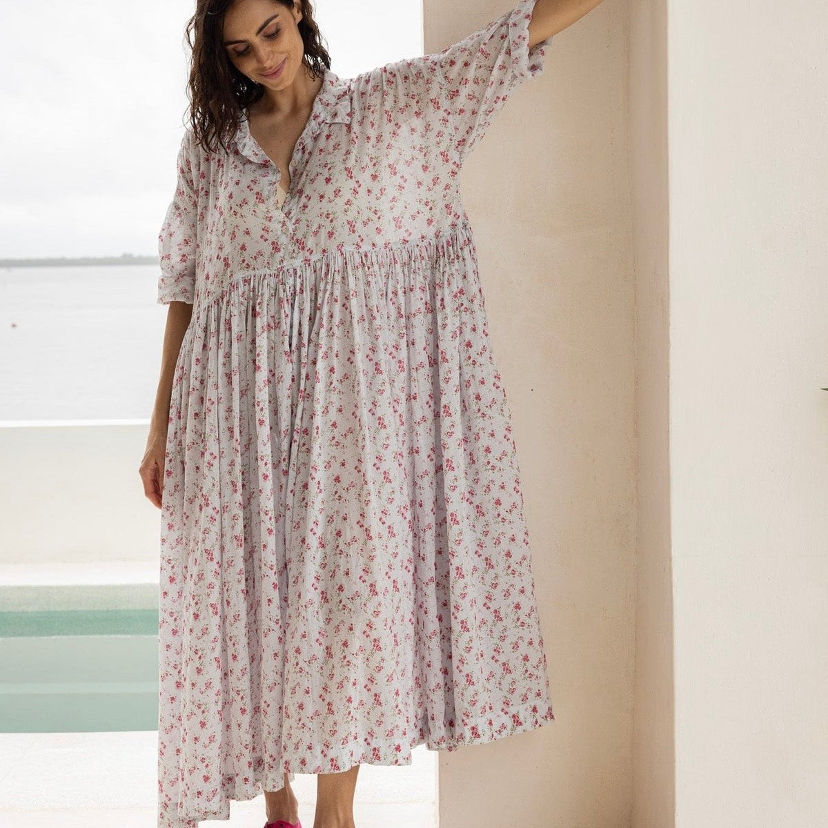 Meg by Design Edith Floral Printed Cotton Voile Dress