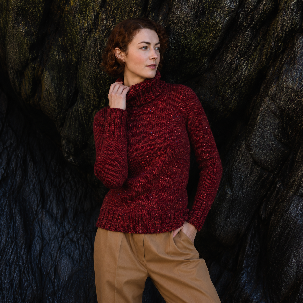 Fisherman Out Of Ireland Donegal Yarn Polo Neck Sweater