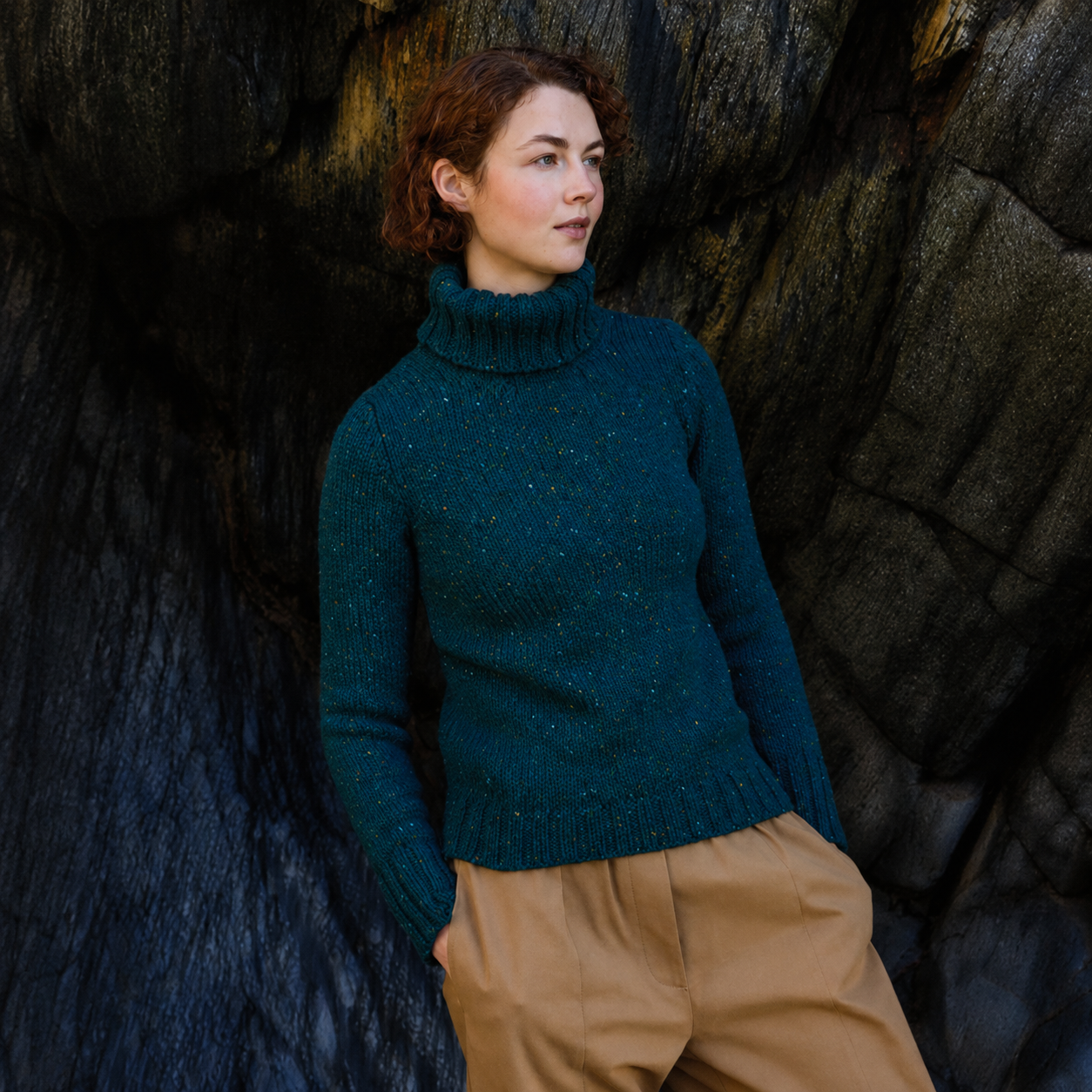 Fisherman Out Of Ireland Donegal Yarn Polo Neck Sweater