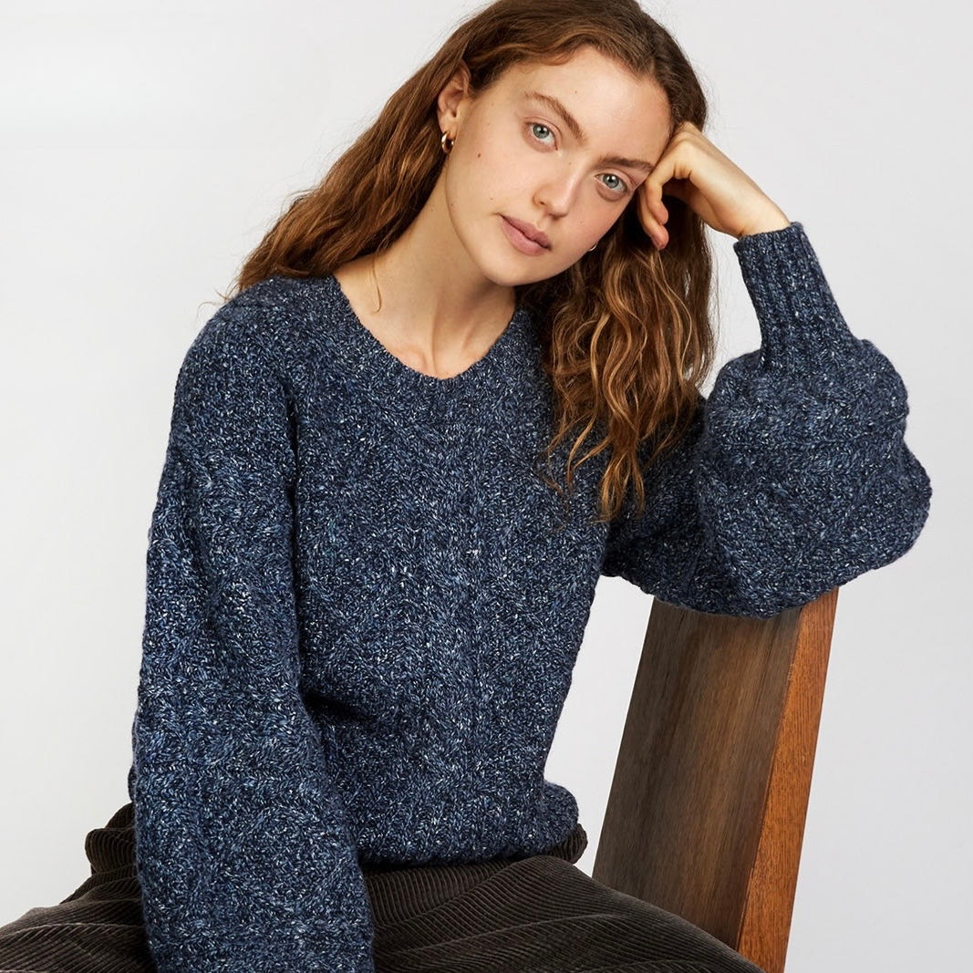 Donegal Melange Cable Knit Cropped Sweater