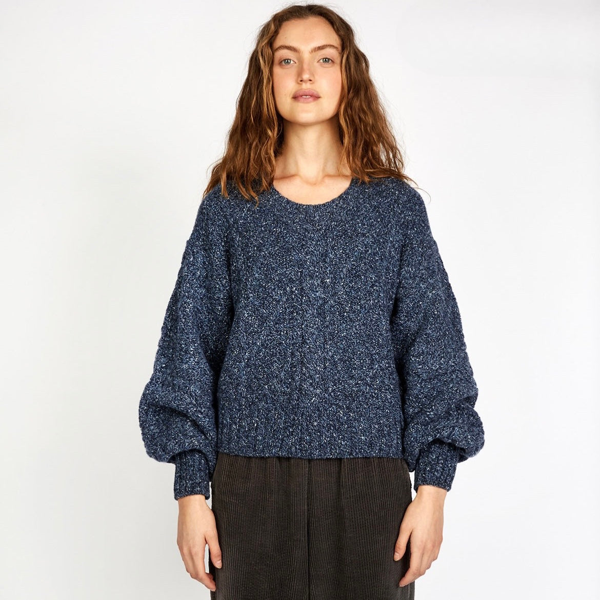 Donegal Melange Cable Knit Cropped Sweater