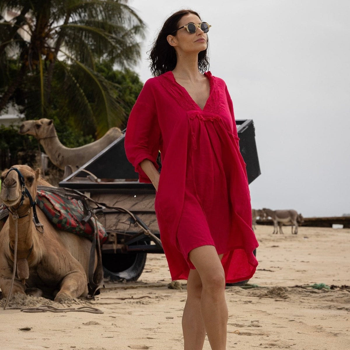 Meg By Design Nzuri Ruched Linen Tunic