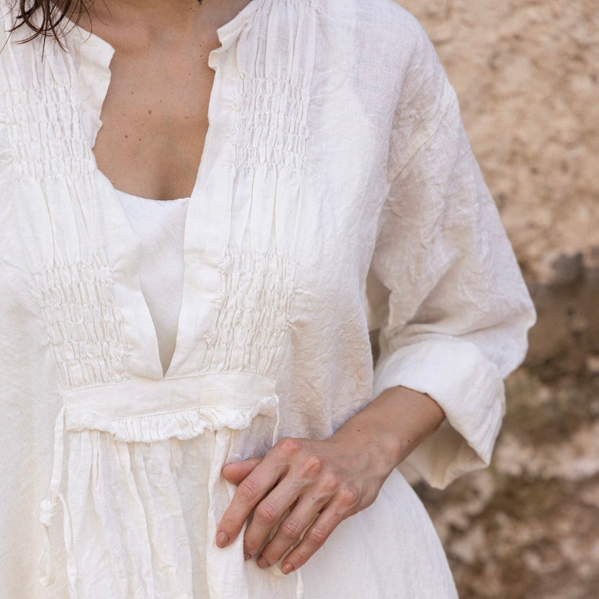 Meg By Design Nzuri Ruched Linen Tunic
