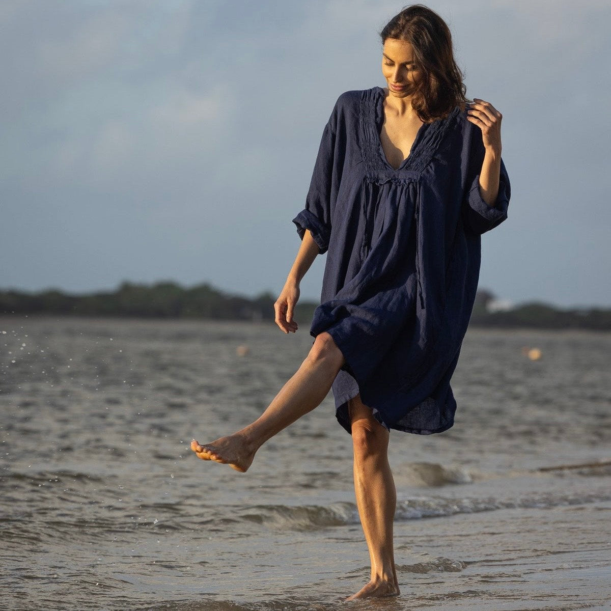 Meg By Design Nzuri Ruched Linen Tunic