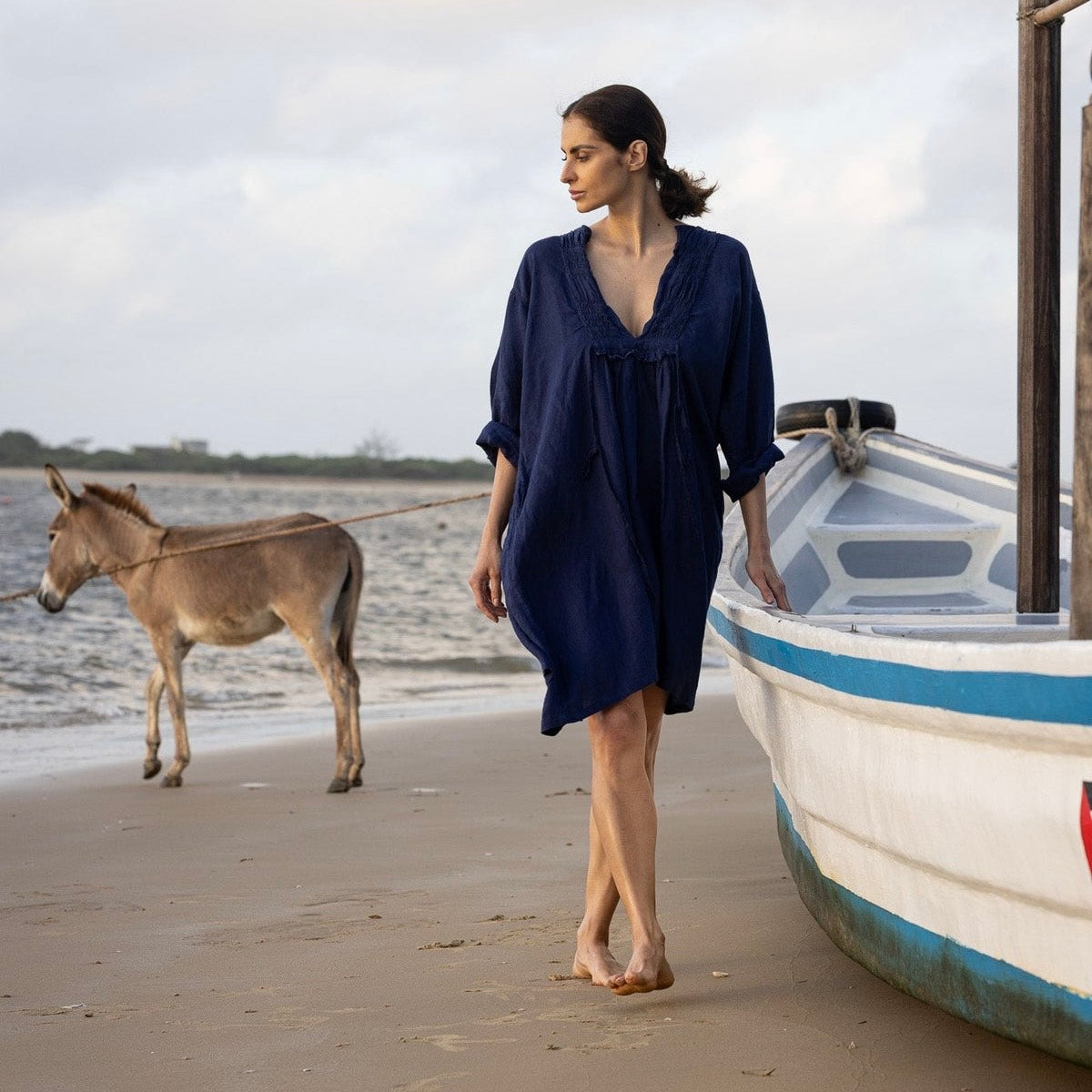 Meg By Design Nzuri Ruched Linen Tunic