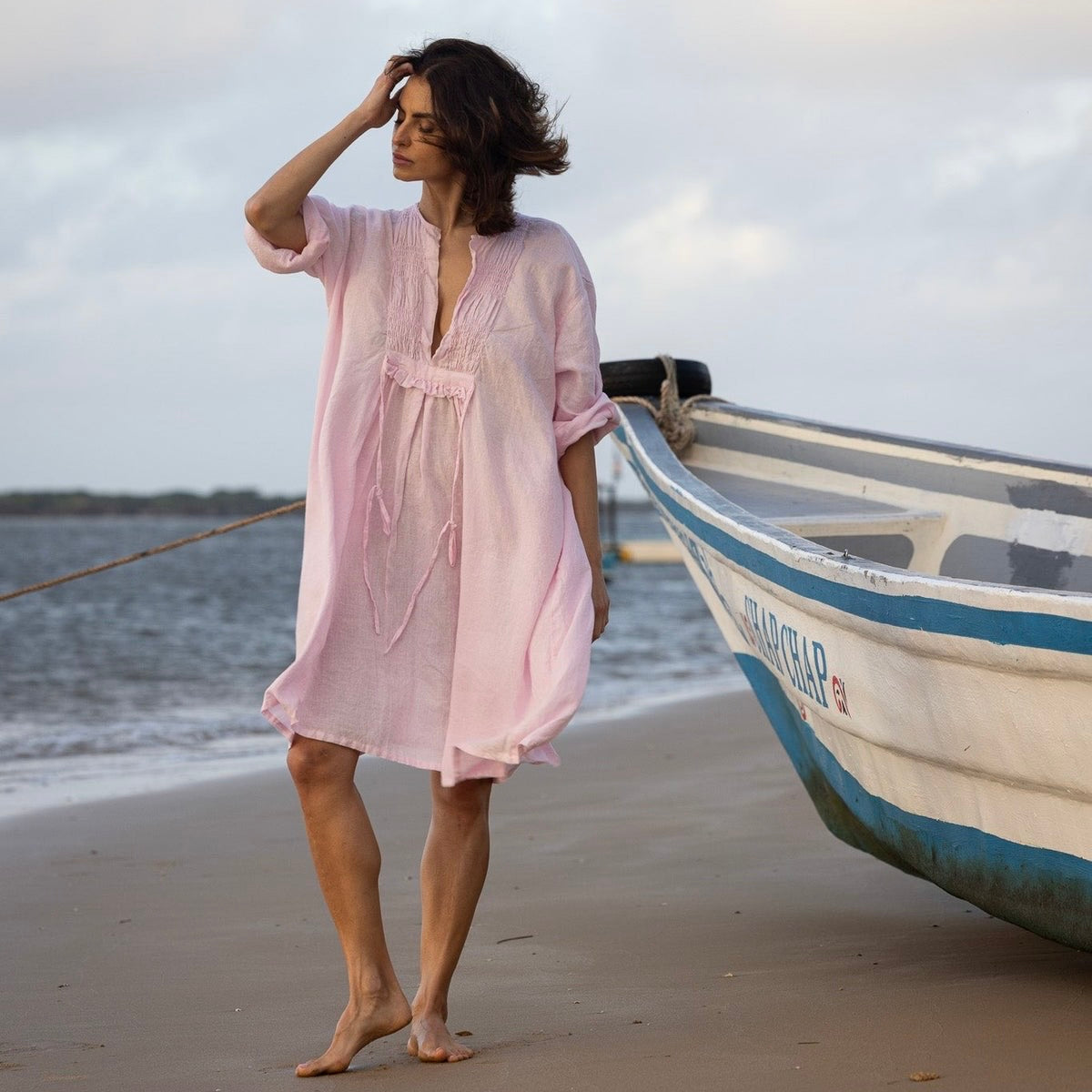Meg By Design Nzuri Ruched Linen Tunic
