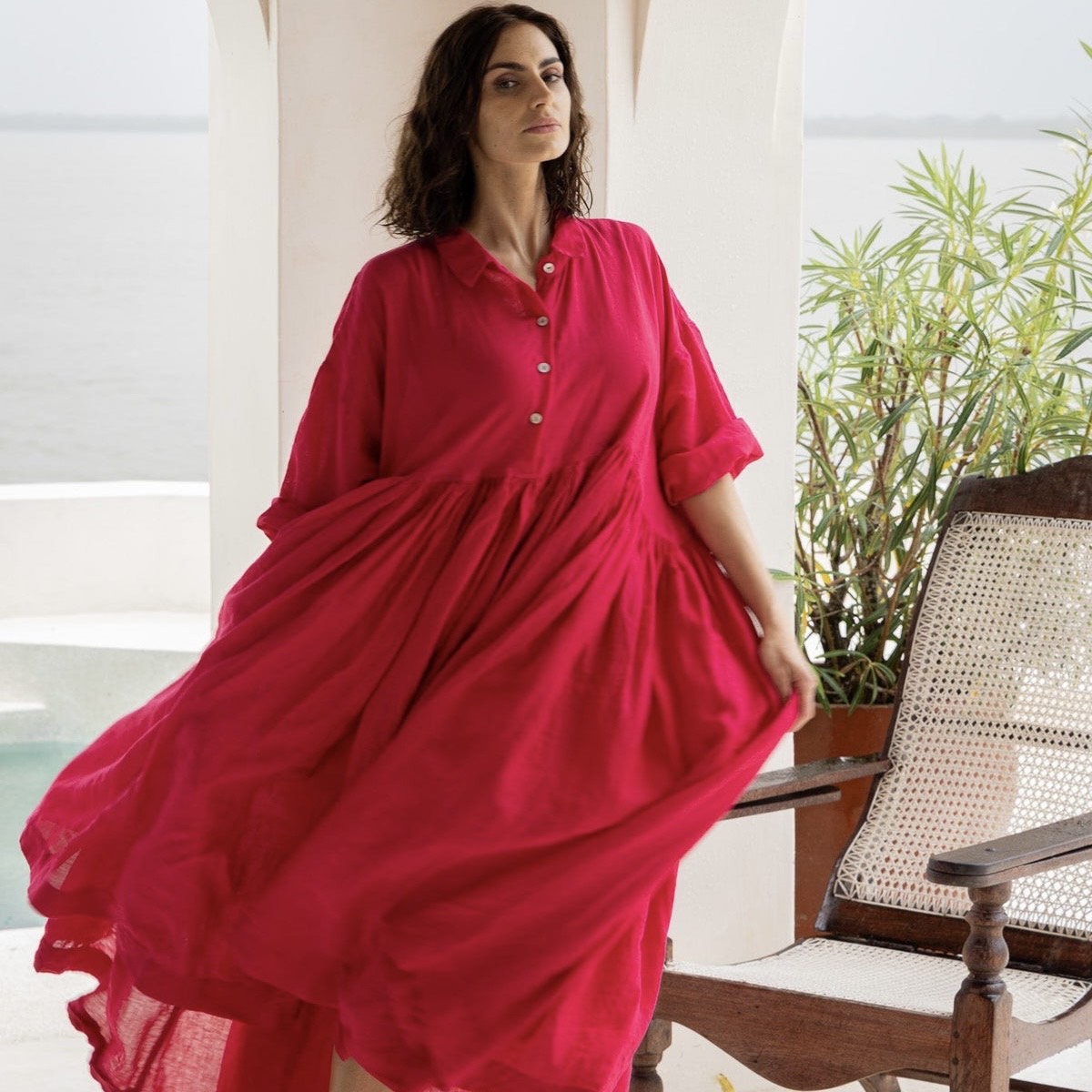 Meg by Design Edith Long Linen Dress