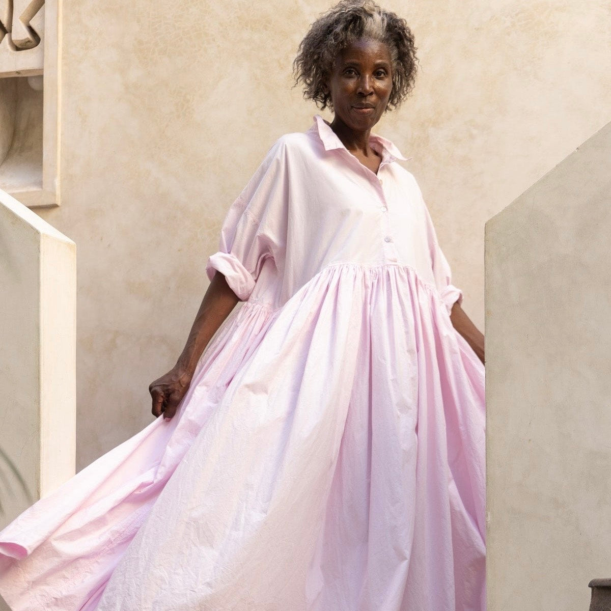 Meg by Design Edith Pink Long Cotton Poplin Dress