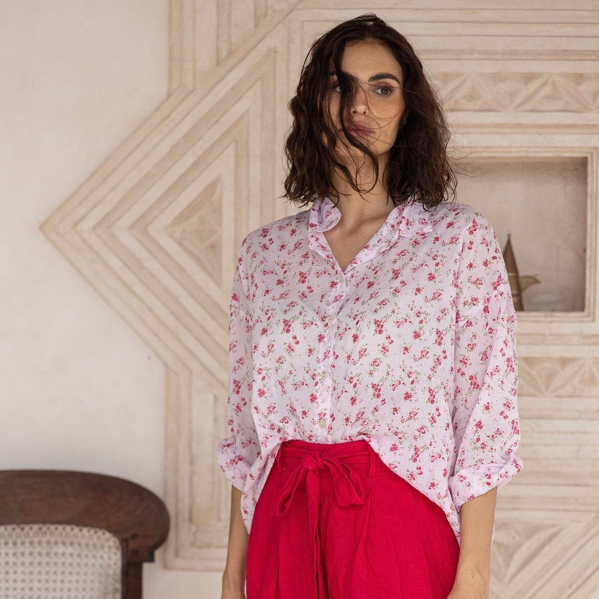 Meg By Design Moyo Floral Print Cotton Voile Shirt