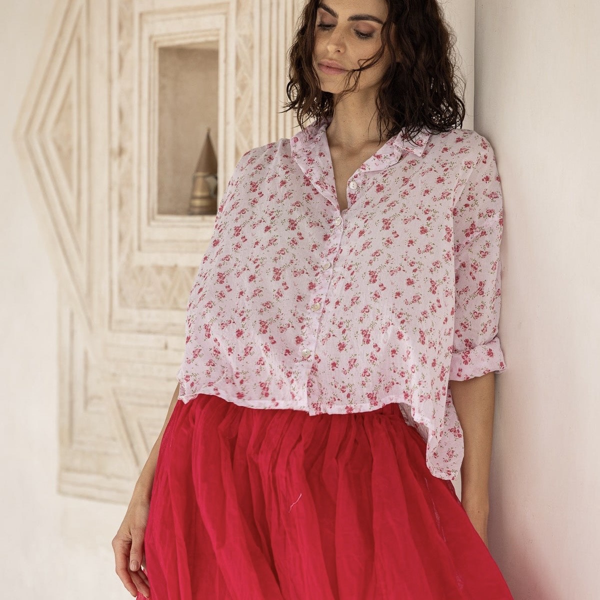 Meg By Design Moyo Floral Print Cotton Voile Shirt