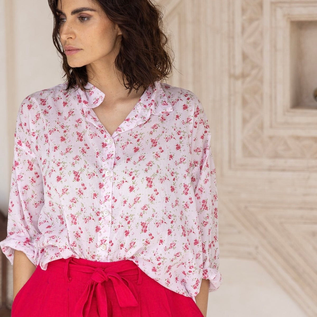 Meg By Design Moyo Floral Print Cotton Voile Shirt
