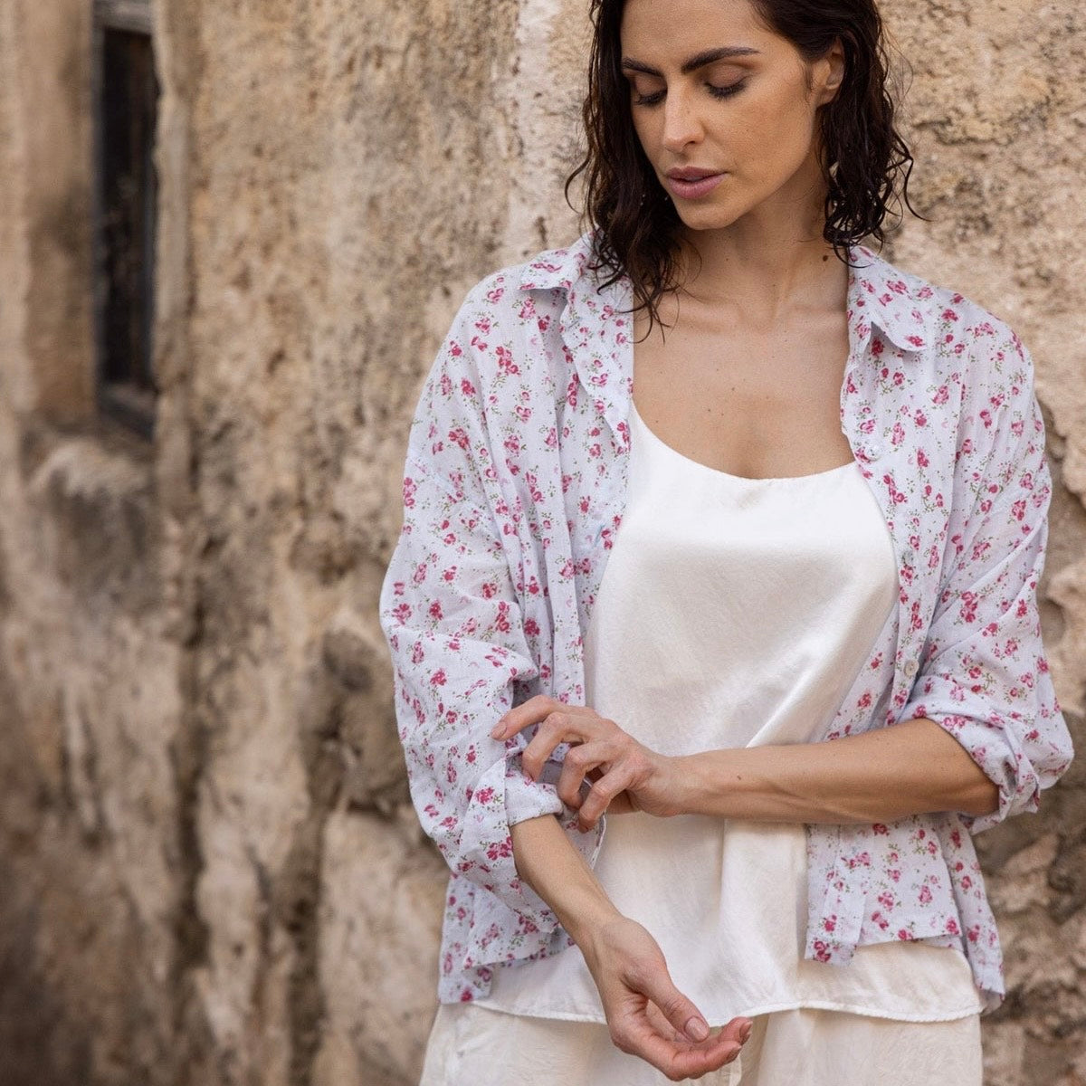 Meg By Design Moyo Floral Print Cotton Voile Shirt