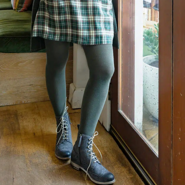 Tightology Luxe Olive Green Wool Tights