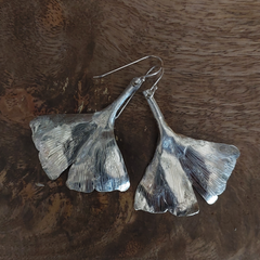 Emma Cunningham Recycled Silver Gingko Leaf Earrings