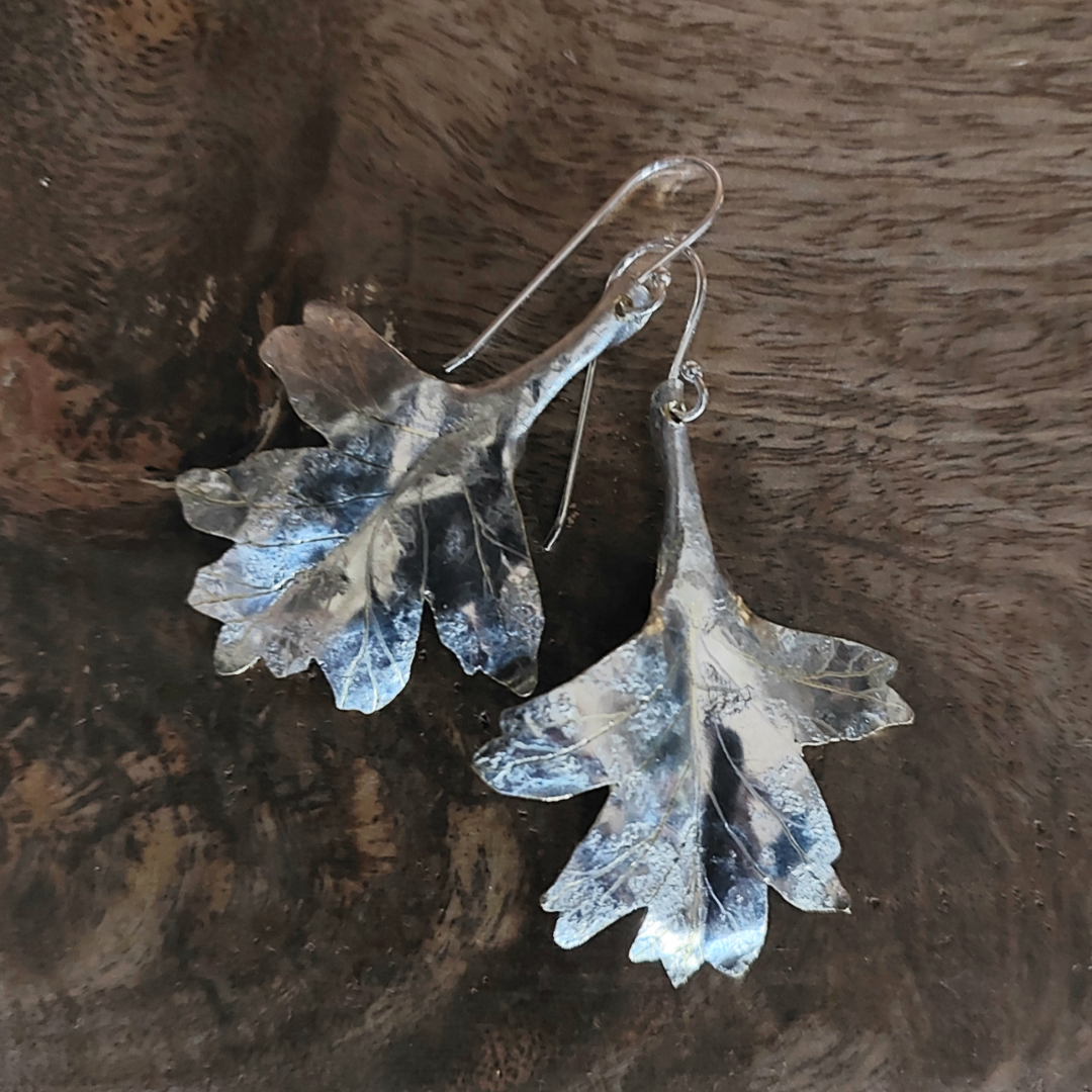 Emma Cunningham Recycled Silver Hawthorn Leaf Earrings