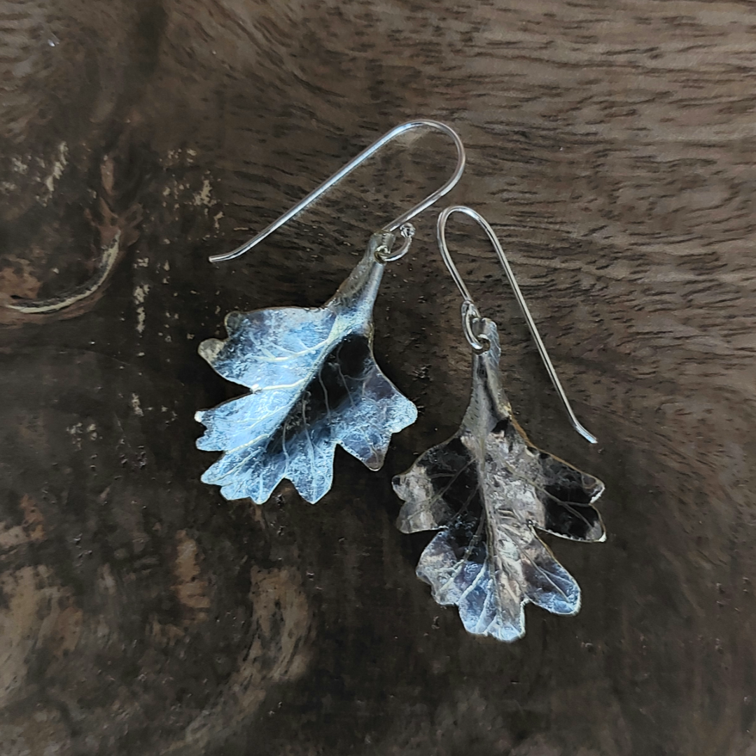 Emma Cunningham Recycled Silver Hawthorn Leaf Earrings