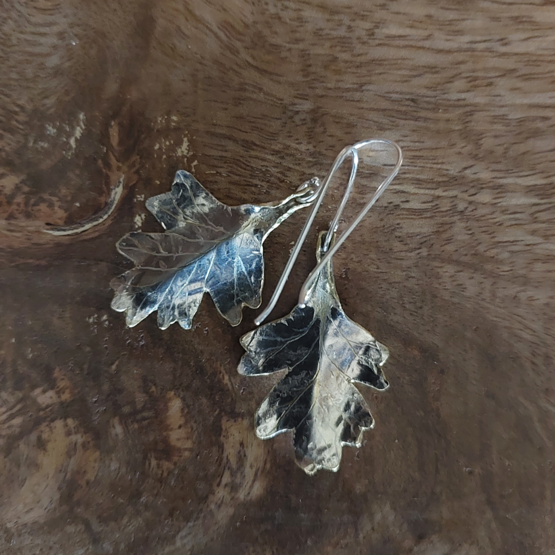 Emma Cunningham Recycled Silver Hawthorn Leaf Earrings