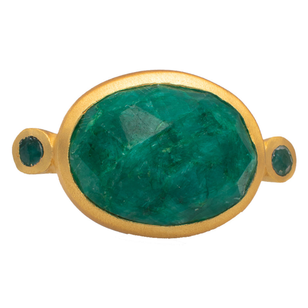 Rubyteva Banjara Simulated Emerald Ring
