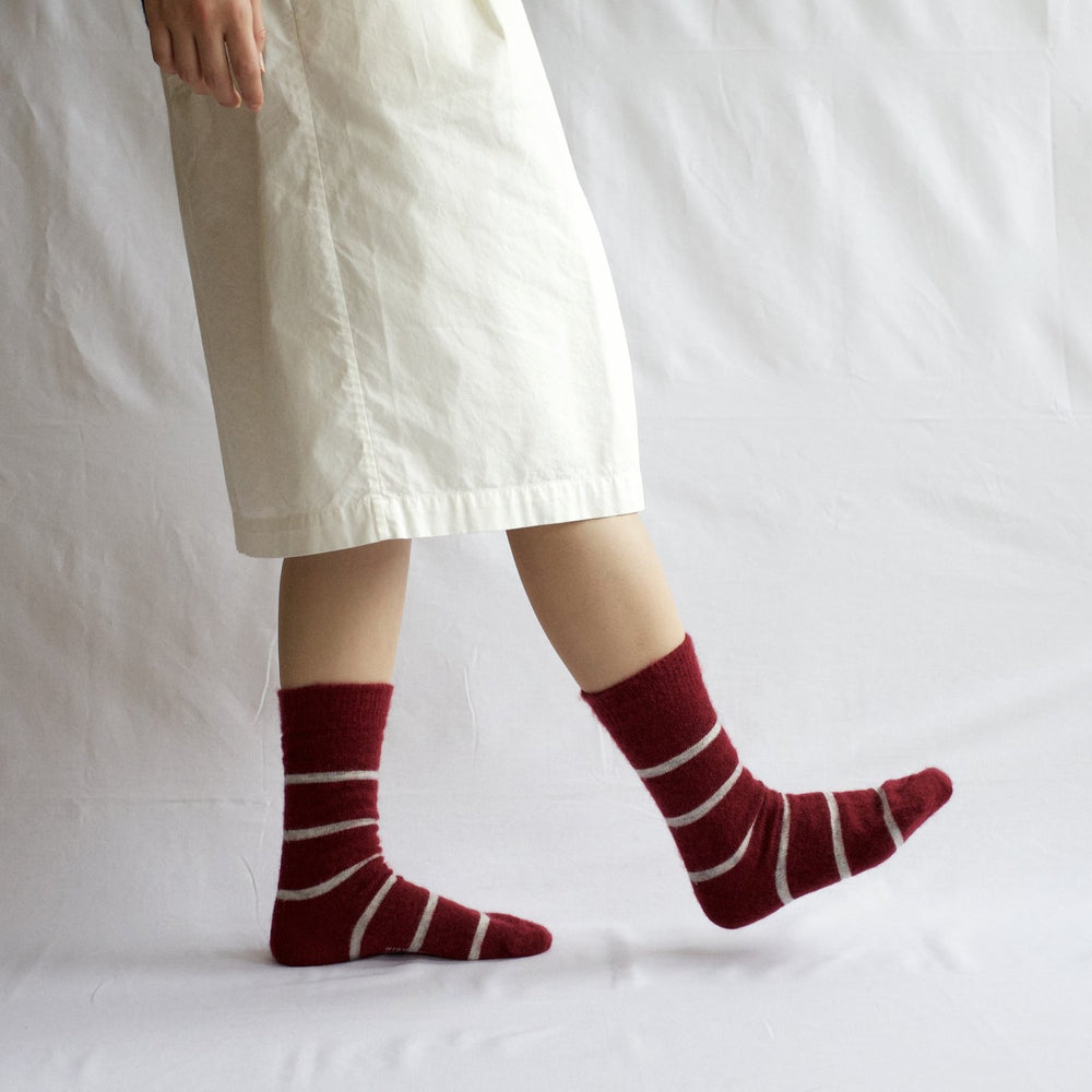 NISHIGUCHI KUTSUSHITA Oslo Mohair Boarder Stripe Socks