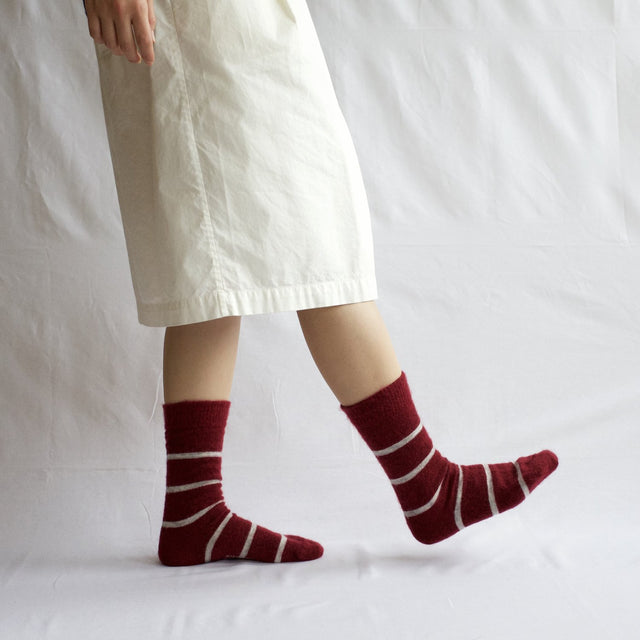 NISHIGUCHI KUTSUSHITA Oslo Mohair Boarder Stripe Socks
