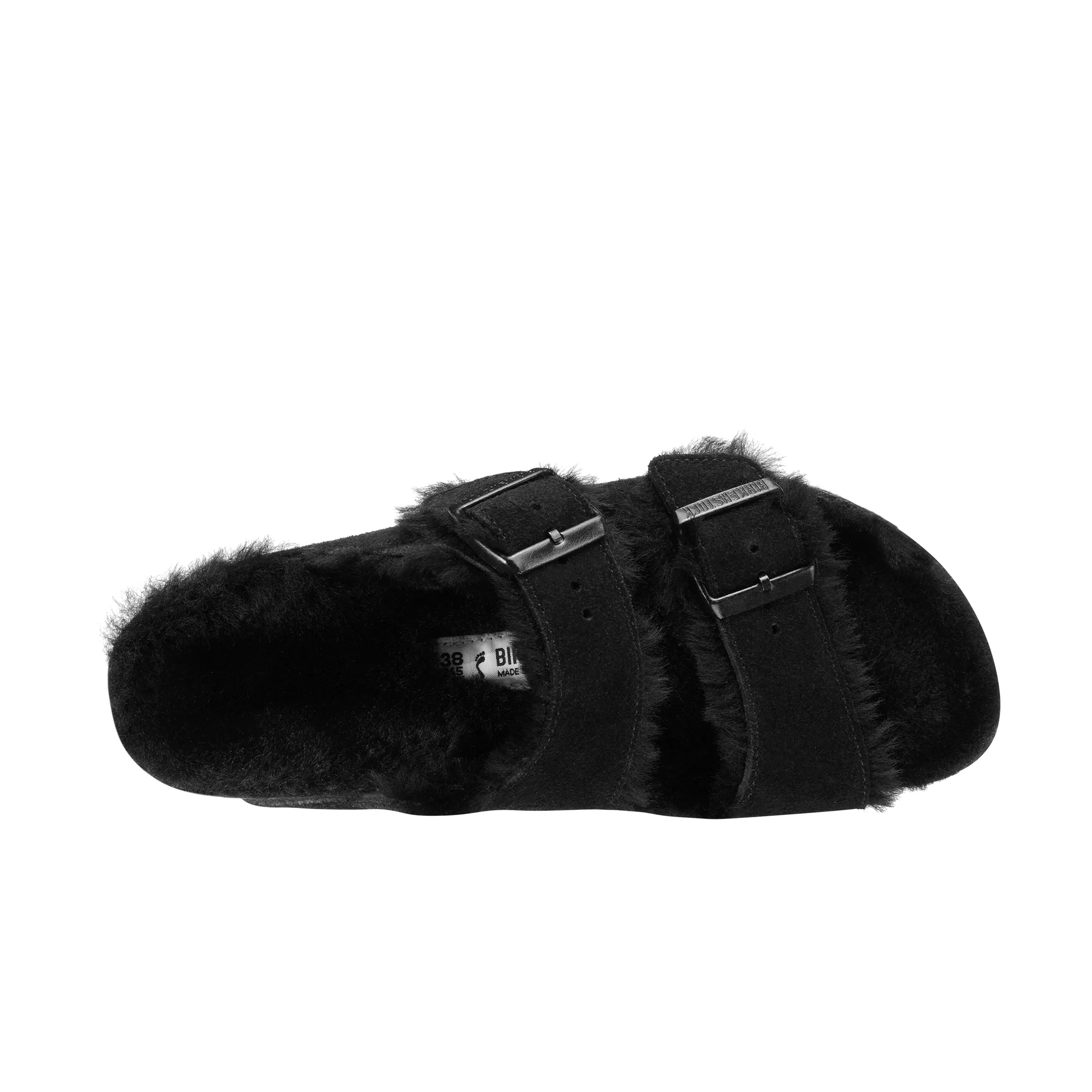 Birkenstock Arizona Suede and Shearling Buckled Sandal