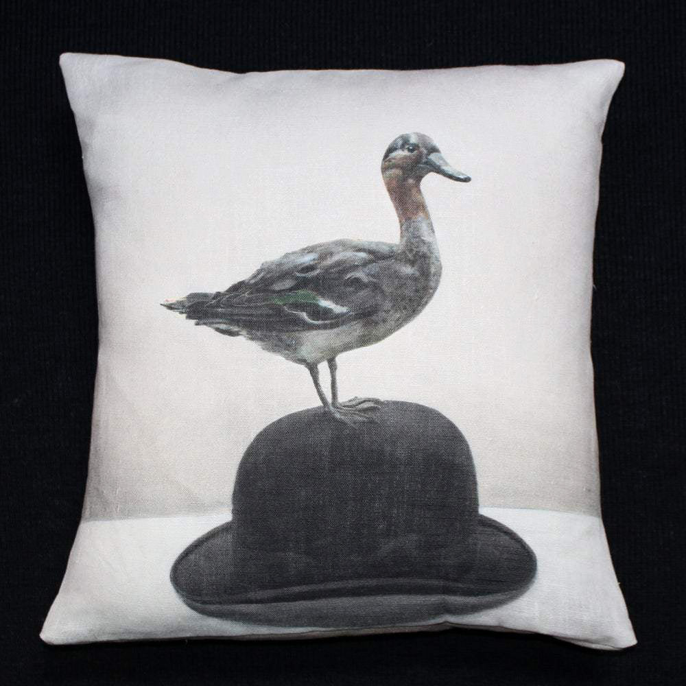 Anita Mertzlin Duck On A Hat Linen Cushion